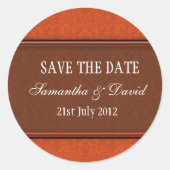 Rust Damask Monogram Wedding Sticker (Voorkant)