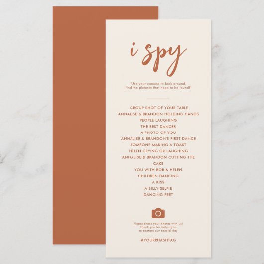 Rust Desert i Spy Wedding Hashtag Menu (Voorkant / Achterkant)