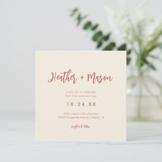 Rust Desert Wedding Square Photo Wedding Save The Date (Staand voorkant)