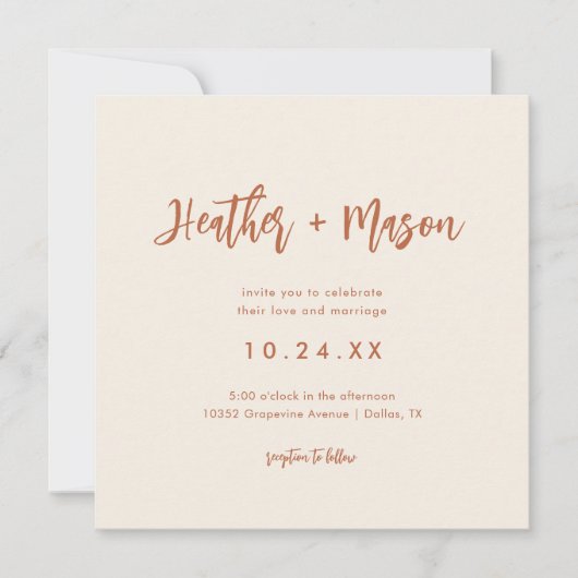Rust Desert Wedding Square Photo Wedding Save The Date (Voorkant)