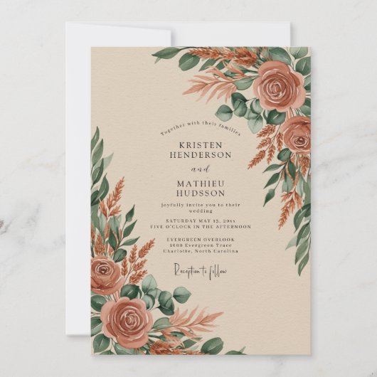 Rust Earthy Autumnal Wedding Kaart (Voorkant)