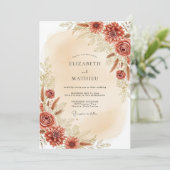 Rust Earthy Bohemian Wedding Kaart (Staand voorkant)