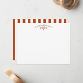 Rust Elegant Wavy Hearts Striped Note Card Notitiekaartje (Voorkant / Achterkant in situ)