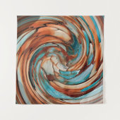 Rust en Blauw Abstracte Dolfijn Swirl Wandkleed (Voorkant (horizontaal))