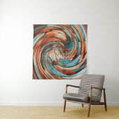 Rust en Blauw Abstracte Dolfijn Swirl Wandkleed (In Situ (horizontaal))