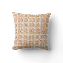 Rust en Blauw Retro Floral Grid Patroon