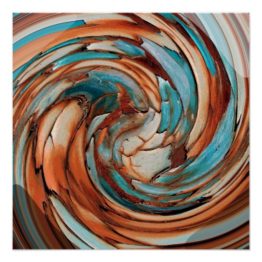Rust en Blue Abstract Swirl Perfect Poster (Voorkant)