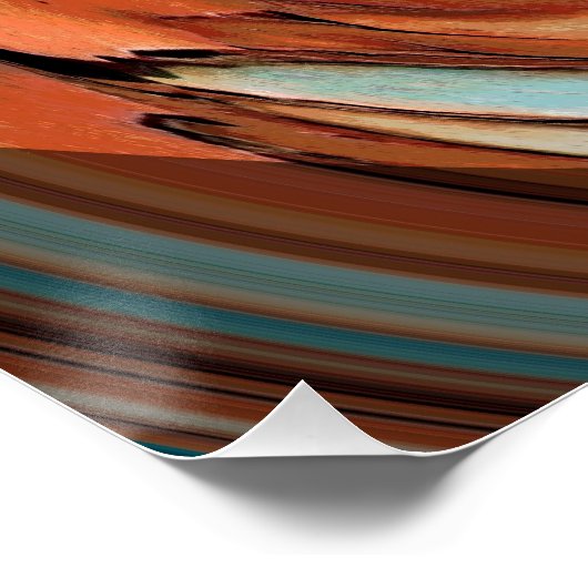 Rust en Blue Abstract Swirl Perfect Poster (Hoek)