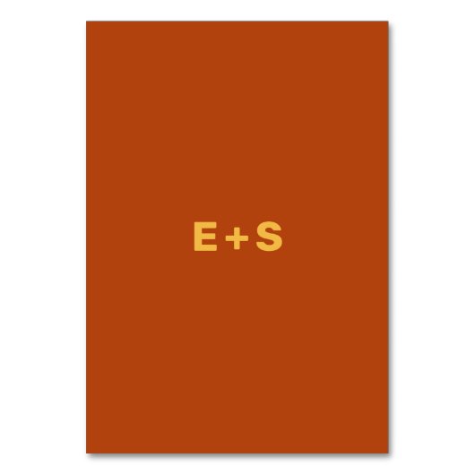 Rust en Geel Wes Anderson Geïnspireerd tabelnummer Kaart (Achterkant)