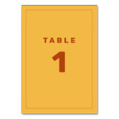 Rust en Geel Wes Anderson Geïnspireerd tabelnummer Kaart (Voorkant)