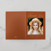 Rust en Gold Script Photo Afstuderen Hartelijk dan Folie Wenskaart (Buiten Laag)