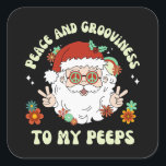 Rust en grootheid Peeps Hippie Santa Christmas Vierkante Sticker<br><div class="desc">Wens je familie en vrienden wat liefde,  vreugde,  rust en grootheid dit vakantieseizoen met dit leuke hippie Santa Kerst sticker op je cadeaus of op je vakantiekaartenenveloppen.</div>