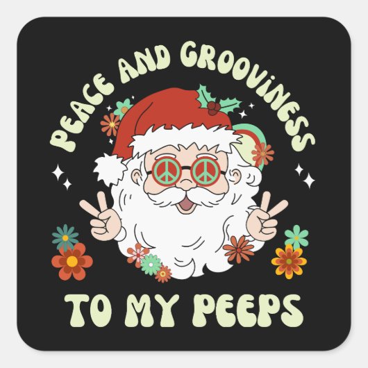 Rust en grootheid Peeps Hippie Santa Christmas Vierkante Sticker (Voorkant)