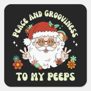 Rust en grootheid Peeps Hippie Santa Christmas Vierkante Sticker