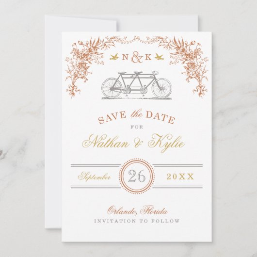 Rust en honing  fiets sparen de datum save the date (Voorkant)