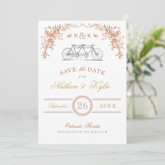 Rust en honing  fiets sparen de datum save the date (Staand voorkant)