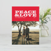 Rust en liefde rode vakantie fotokaart feestdagenkaart (Staand voorkant)