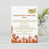 Rust en olijfgroene cowboy cactus boom reünie kaart (Staand voorkant)