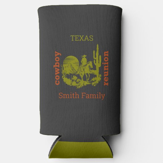 Rust en olijfgroene cowboy cactus boom reünie seltzer blikjeskoeler (Voorkant)