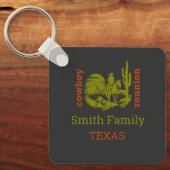 Rust en olijfgroene cowboy cactus boom reünie sleutelhanger (Voorkant)