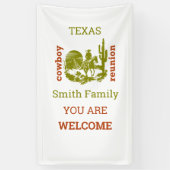 Rust en olijfgroene cowboy cactus boom reünie spandoek (Verticaal)