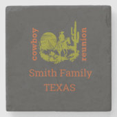 Rust en olijfgroene cowboy cactus boom reünie stenen onderzetter (Voorkant)