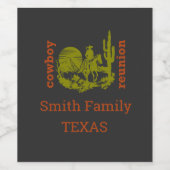 Rust en olijfgroene cowboy cactus boom reünie wijn etiket (Enkel label)