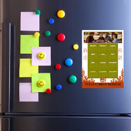 Rust en olijfgroene cowboy cactus boomkalender magnetische uitnodiging