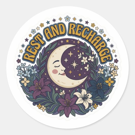 Rust- en Oplaadmaan Sticker - Retro 70s Celesti (Voorkant)