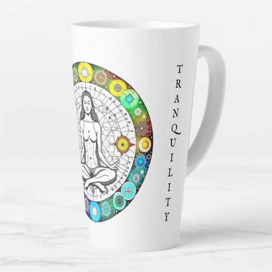 Rust en Sereniteit Vreedzame Meditatie Latte Mok (Rechterhoek)