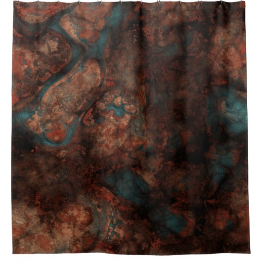 Rust en turkooissteen douchegordijn (Voorkant)