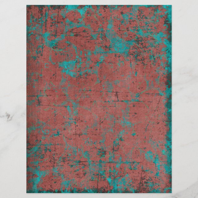Rust- en Turquoise Grunge Scrapbook Paper (Voorkant)