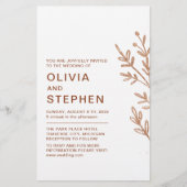 Rust en wit. Eenvoudig blad. Modern bruiloft Flyer (Voorkant)