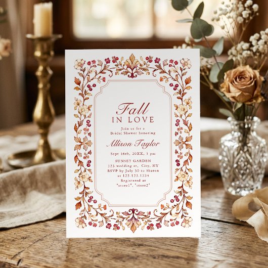 Rust Fall In Love Botanische Bloemige Bruiloftsdou Kaart