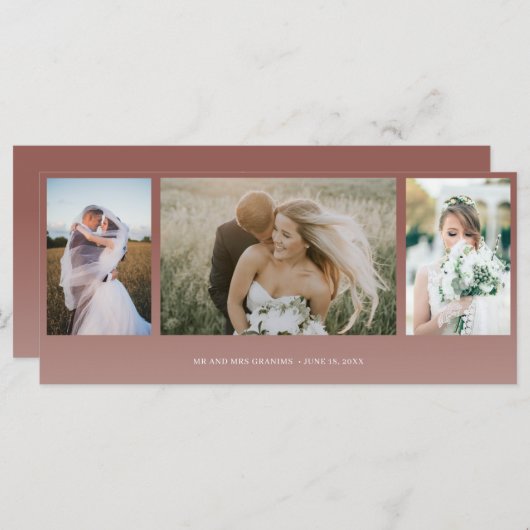 Rust Fall Photo Collage Wedding Thank You Card (Voorkant / Achterkant)
