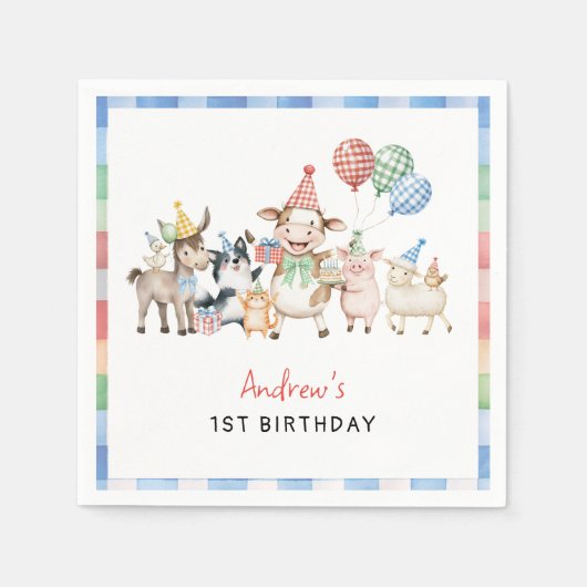 Rust Farm Dieren Kinderen Verjaardag Servet (Voorkant)