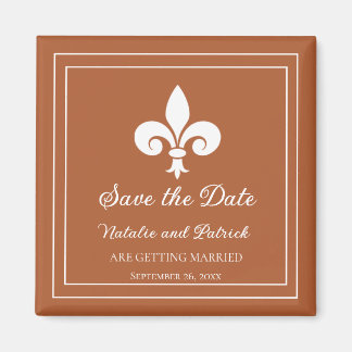 Rust Fleur de Lis Save the Date Magnet