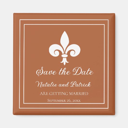 Rust Fleur de Lis Save the Date Magnet (Voorkant)