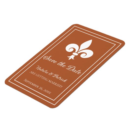 Rust Fleur de Lis Save the Date Magnet Magneet (Linkerzijde)