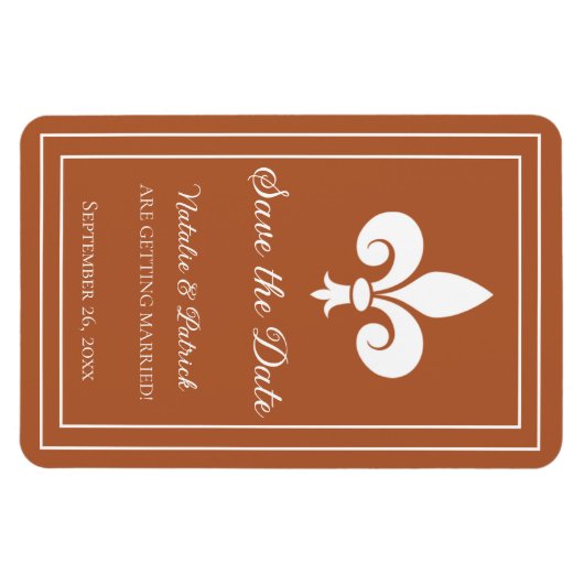 Rust Fleur de Lis Save the Date Magnet Magneet (Horizontaal)