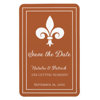 Rust Fleur de Lis Save the Date Magnet Magneet