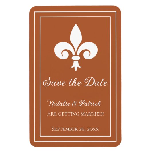 Rust Fleur de Lis Save the Date Magnet Magneet (Verticaal)