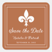 Rust Fleur de Lis Save the Date Stickers (Voorkant)