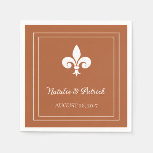 Rust Fleur de Lis Wedding Paper Napkins Servet