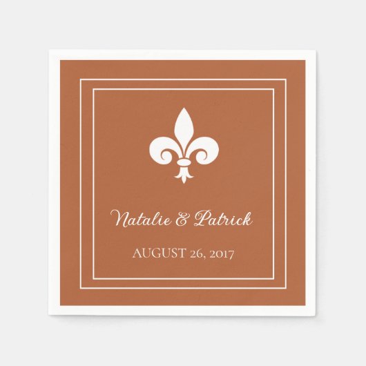 Rust Fleur de Lis Wedding Paper Napkins Servet (Voorkant)