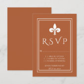 Rust Fleur de Lis Wedding RSVP Kaart (Voorkant / Achterkant)