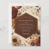 Rust Floral Autumn Romance Wedding Kaart (Voorkant)