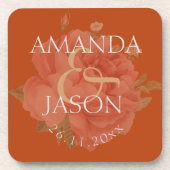 Rust Floral Cute  Terracotta Wedding Party Bier Onderzetter (Voorkant)