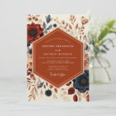 Rust Floral Harvest Wedding Kaart (Staand voorkant)