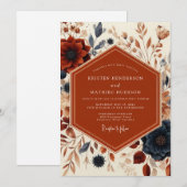 Rust Floral Harvest Wedding Kaart (Voorkant / Achterkant)